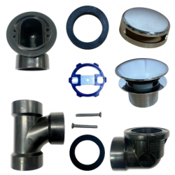 PSP0058 Bathtub Overflow, Sch. 40 ABS Plumbers Pack with Tip-Toe Bath Drain